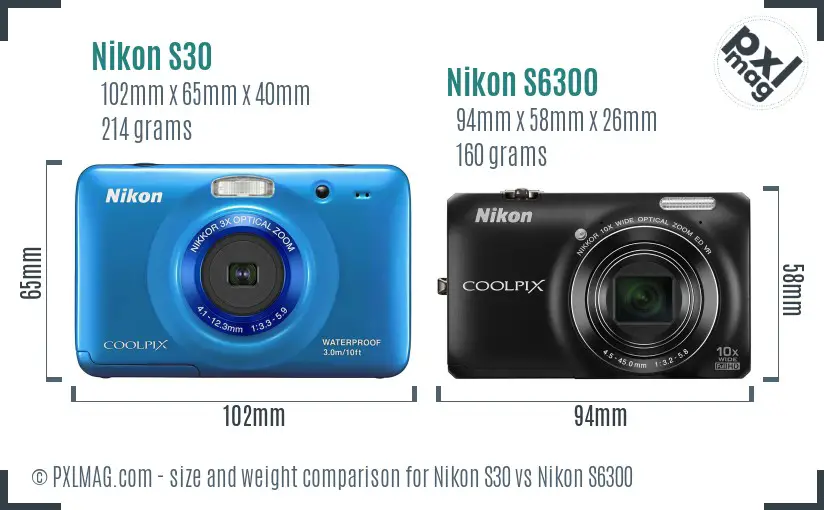 Nikon S30 vs Nikon S6300 size comparison Nikon S30 vs Nikon S6300 size comparison