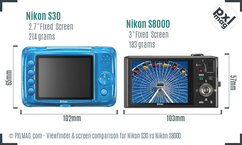Nikon S30 vs Nikon S8000 Screen and Viewfinder comparison Nikon S30 vs Nikon S8000 Screen and Viewfinder comparison