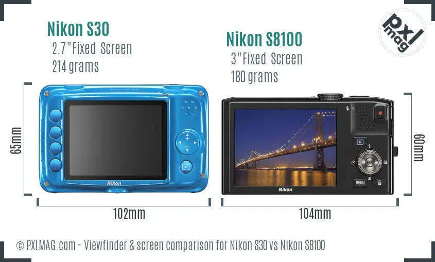 Nikon S30 vs Nikon S8100 Screen and Viewfinder comparison Nikon S30 vs Nikon S8100 Screen and Viewfinder comparison