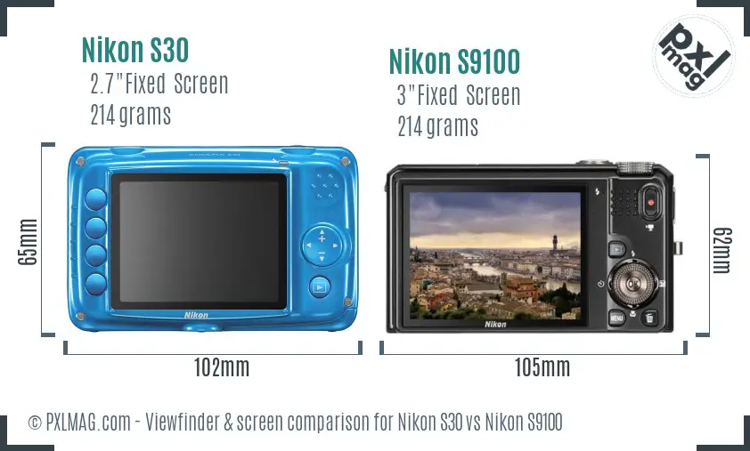 Nikon S30 vs Nikon S9100 Screen and Viewfinder comparison