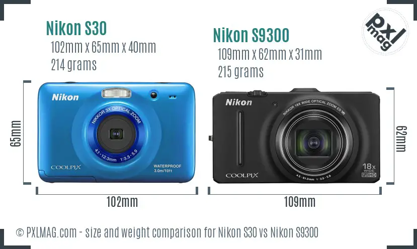 Nikon S30 vs Nikon S9300 size comparison Nikon S30 vs Nikon S9300 size comparison