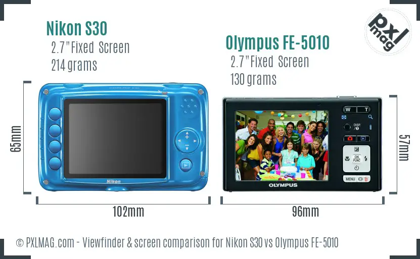 Nikon S30 vs Olympus FE-5010 Screen and Viewfinder comparison