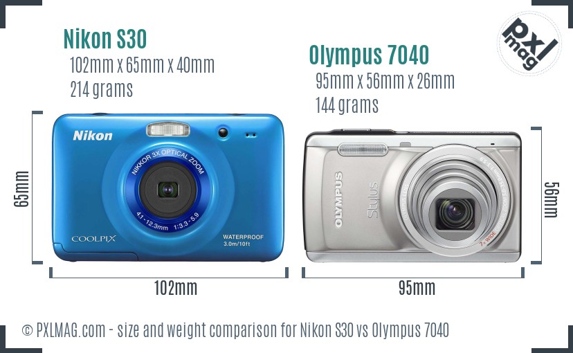 Nikon S30 vs Olympus 7040 size comparison