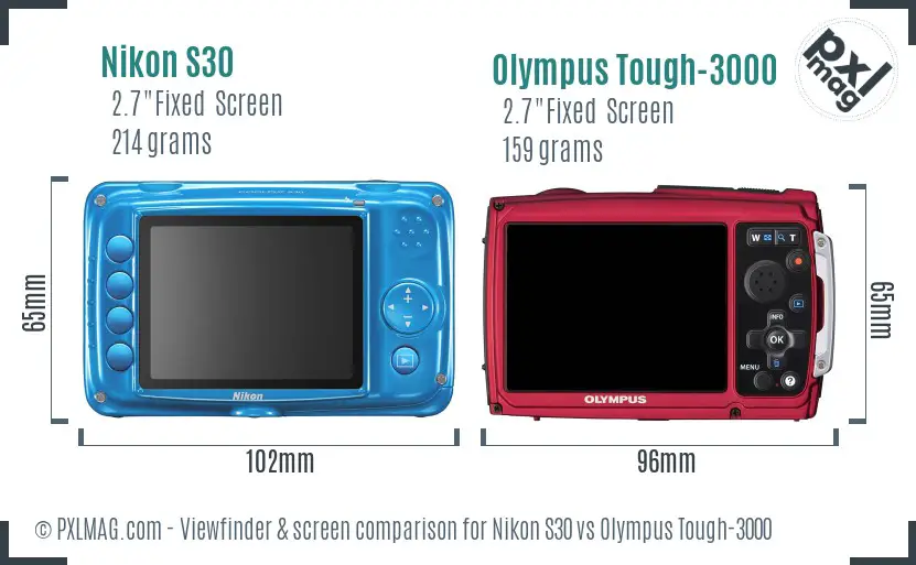 Nikon S30 vs Olympus Tough-3000 Screen and Viewfinder comparison Nikon S30 vs Olympus Tough-3000 Screen and Viewfinder comparison