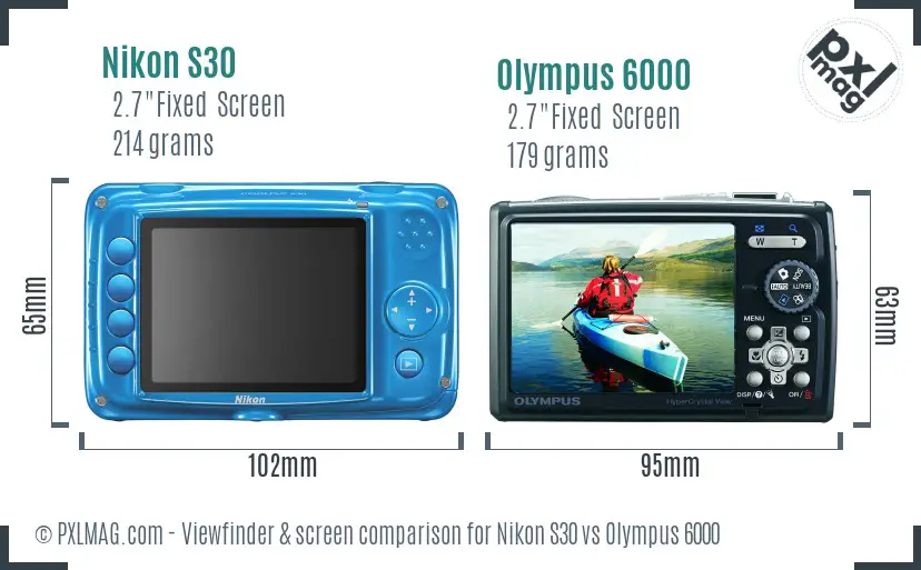 Nikon S30 vs Olympus 6000 Screen and Viewfinder comparison