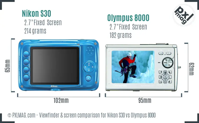 Nikon S30 vs Olympus 8000 Screen and Viewfinder comparison Nikon S30 vs Olympus 8000 Screen and Viewfinder comparison