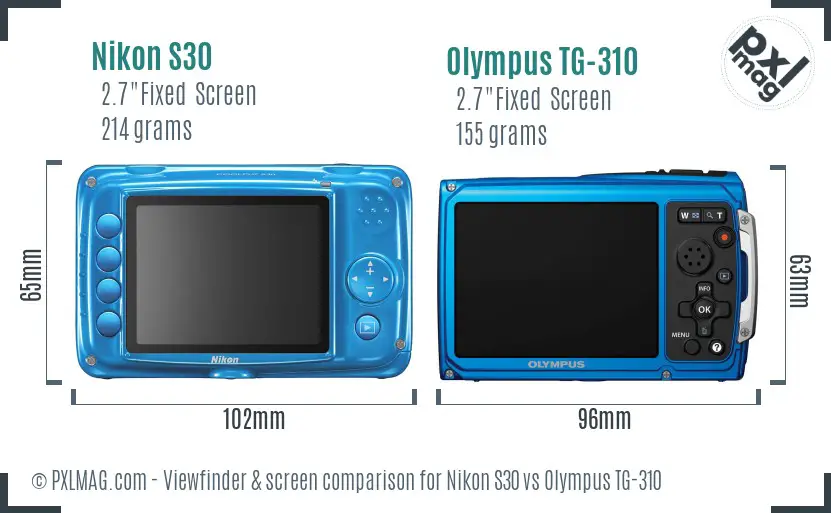Nikon S30 vs Olympus TG-310 Screen and Viewfinder comparison Nikon S30 vs Olympus TG-310 Screen and Viewfinder comparison