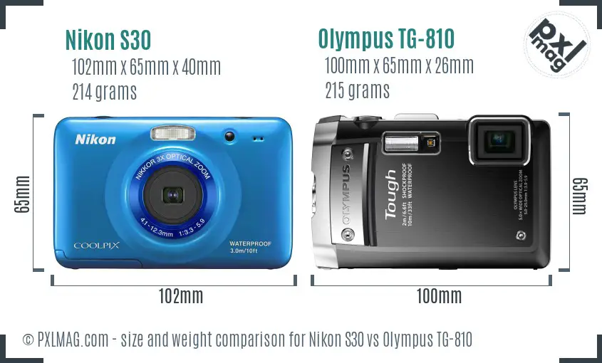 Nikon S30 vs Olympus TG-810 size comparison Nikon S30 vs Olympus TG-810 size comparison