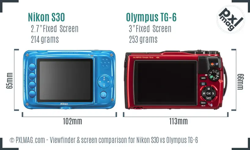 Nikon S30 vs Olympus TG-6 Screen and Viewfinder comparison Nikon S30 vs Olympus TG-6 Screen and Viewfinder comparison