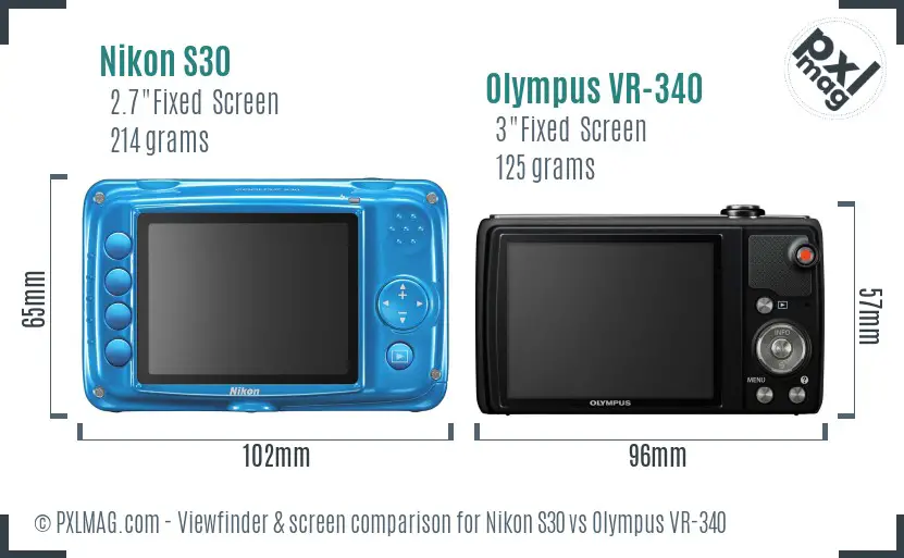 Nikon S30 vs Olympus VR-340 Screen and Viewfinder comparison Nikon S30 vs Olympus VR-340 Screen and Viewfinder comparison