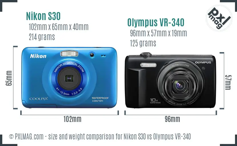 Nikon S30 vs Olympus VR-340 size comparison Nikon S30 vs Olympus VR-340 size comparison