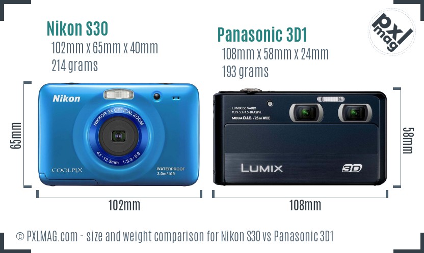 Nikon S30 vs Panasonic 3D1 size comparison Nikon S30 vs Panasonic 3D1 size comparison