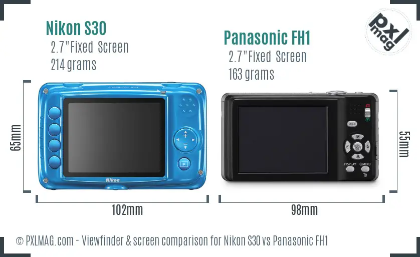 Nikon S30 vs Panasonic FH1 Screen and Viewfinder comparison