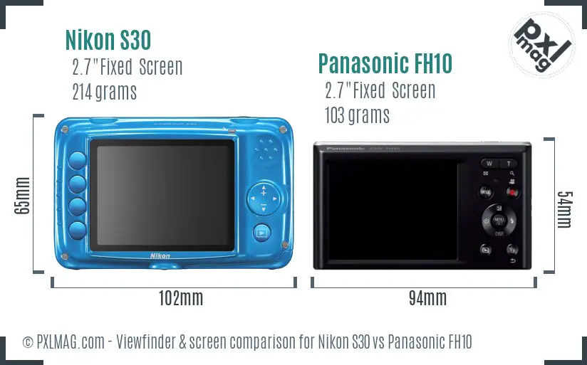Nikon S30 vs Panasonic FH10 Screen and Viewfinder comparison Nikon S30 vs Panasonic FH10 Screen and Viewfinder comparison