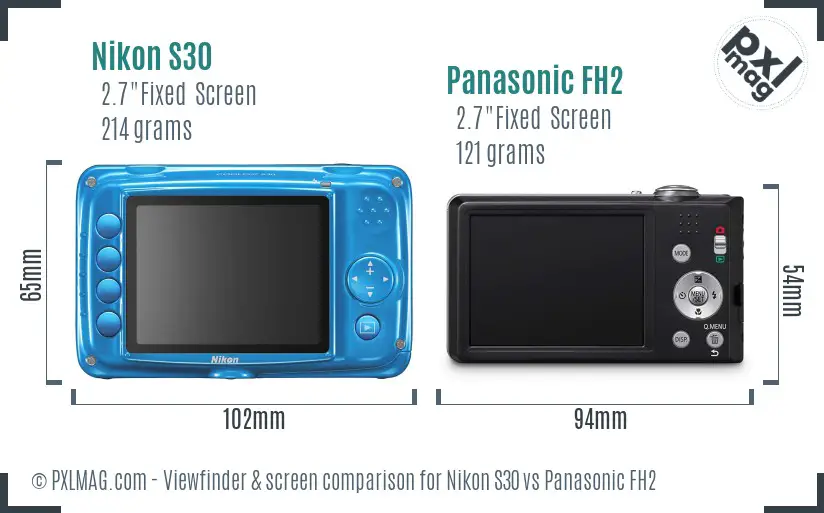 Nikon S30 vs Panasonic FH2 Screen and Viewfinder comparison