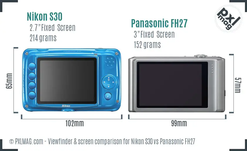 Nikon S30 vs Panasonic FH27 Screen and Viewfinder comparison Nikon S30 vs Panasonic FH27 Screen and Viewfinder comparison