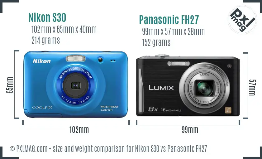 Nikon S30 vs Panasonic FH27 size comparison Nikon S30 vs Panasonic FH27 size comparison