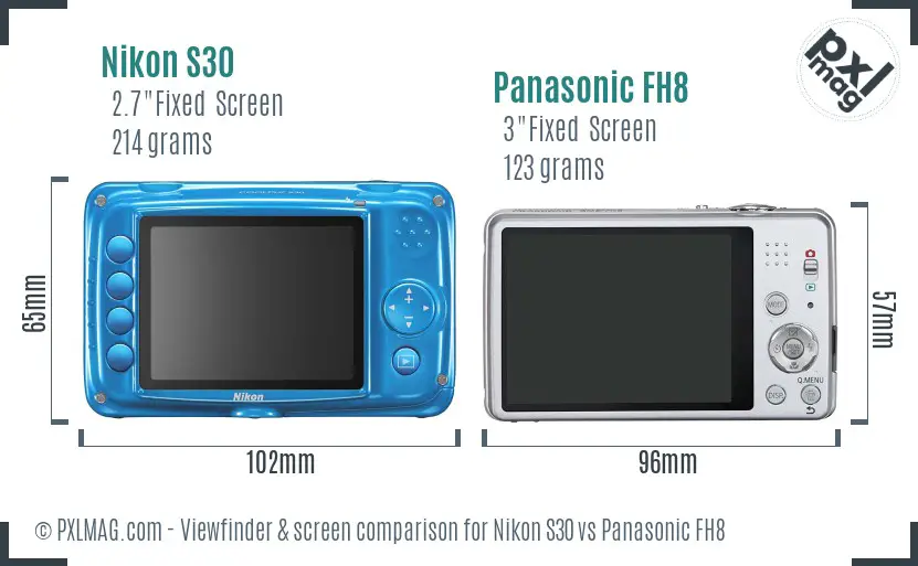 Nikon S30 vs Panasonic FH8 Screen and Viewfinder comparison