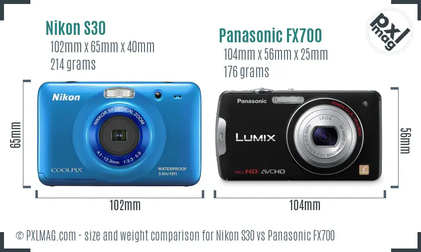 Nikon S30 vs Panasonic FX700 size comparison