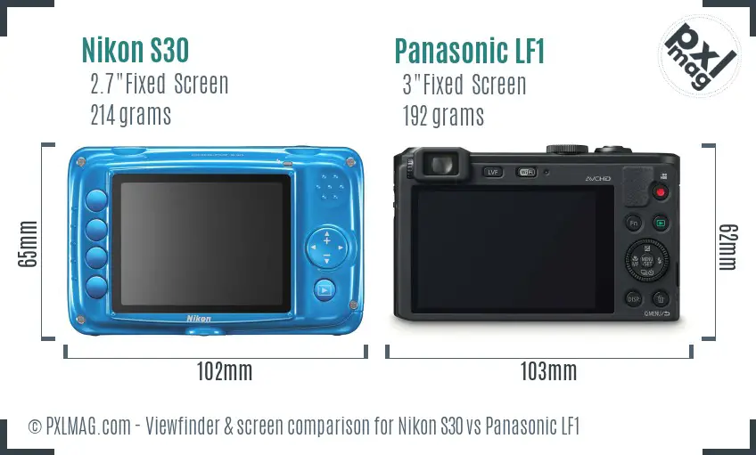 Nikon S30 vs Panasonic LF1 Screen and Viewfinder comparison