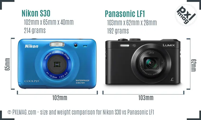 Nikon S30 vs Panasonic LF1 size comparison Nikon S30 vs Panasonic LF1 size comparison