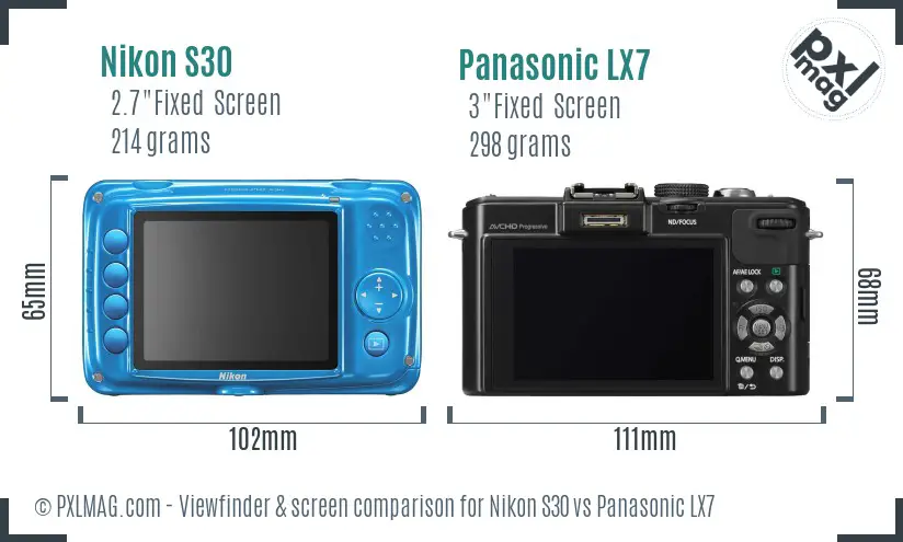 Nikon S30 vs Panasonic LX7 Screen and Viewfinder comparison Nikon S30 vs Panasonic LX7 Screen and Viewfinder comparison