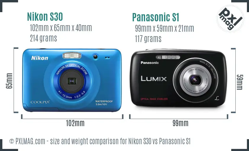 Nikon S30 vs Panasonic S1 size comparison Nikon S30 vs Panasonic S1 size comparison