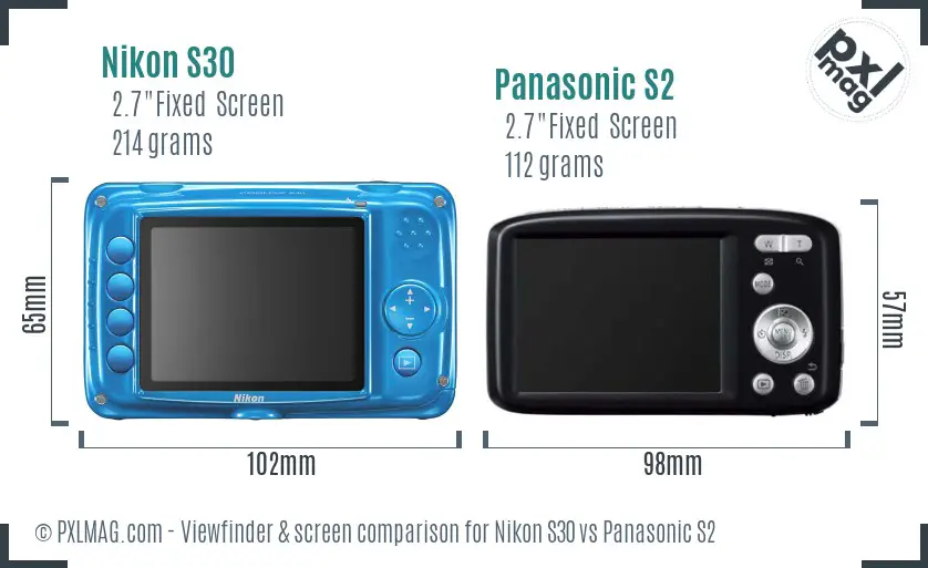 Nikon S30 vs Panasonic S2 Screen and Viewfinder comparison Nikon S30 vs Panasonic S2 Screen and Viewfinder comparison