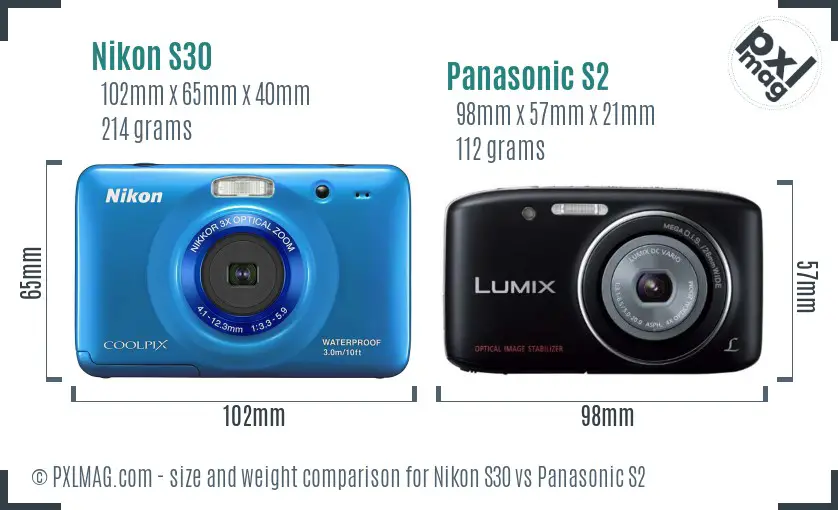Nikon S30 vs Panasonic S2 size comparison Nikon S30 vs Panasonic S2 size comparison