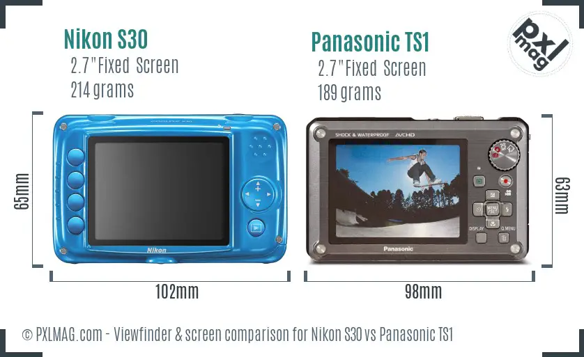 Nikon S30 vs Panasonic TS1 Screen and Viewfinder comparison