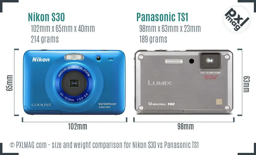 Nikon S30 vs Panasonic TS1 size comparison