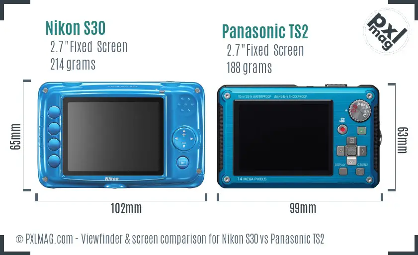 Nikon S30 vs Panasonic TS2 Screen and Viewfinder comparison