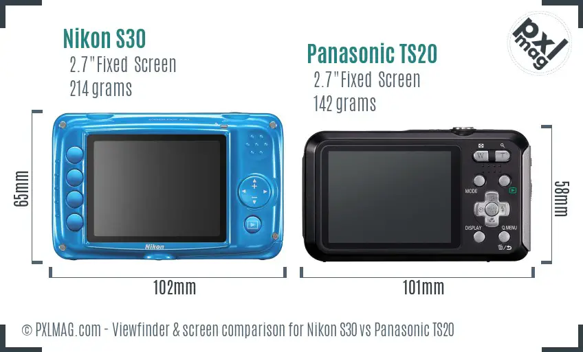 Nikon S30 vs Panasonic TS20 Screen and Viewfinder comparison Nikon S30 vs Panasonic TS20 Screen and Viewfinder comparison