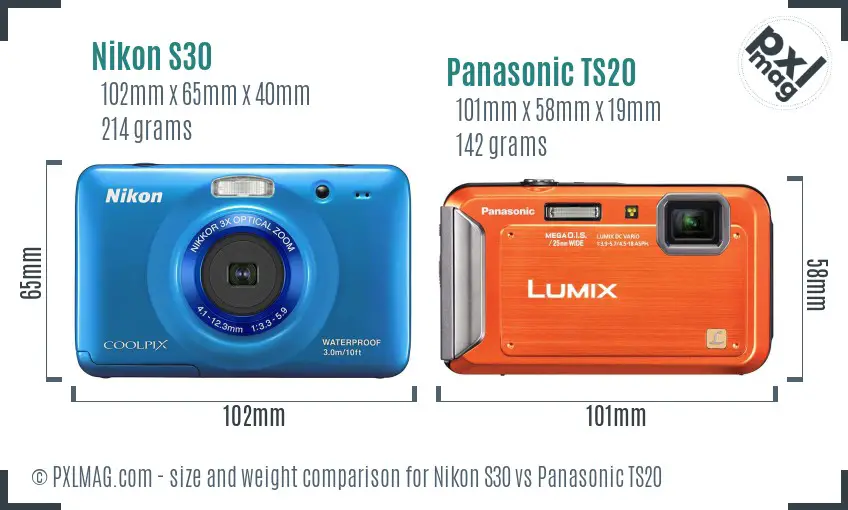 Nikon S30 vs Panasonic TS20 size comparison Nikon S30 vs Panasonic TS20 size comparison