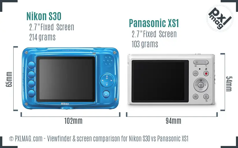 Nikon S30 vs Panasonic XS1 Screen and Viewfinder comparison Nikon S30 vs Panasonic XS1 Screen and Viewfinder comparison