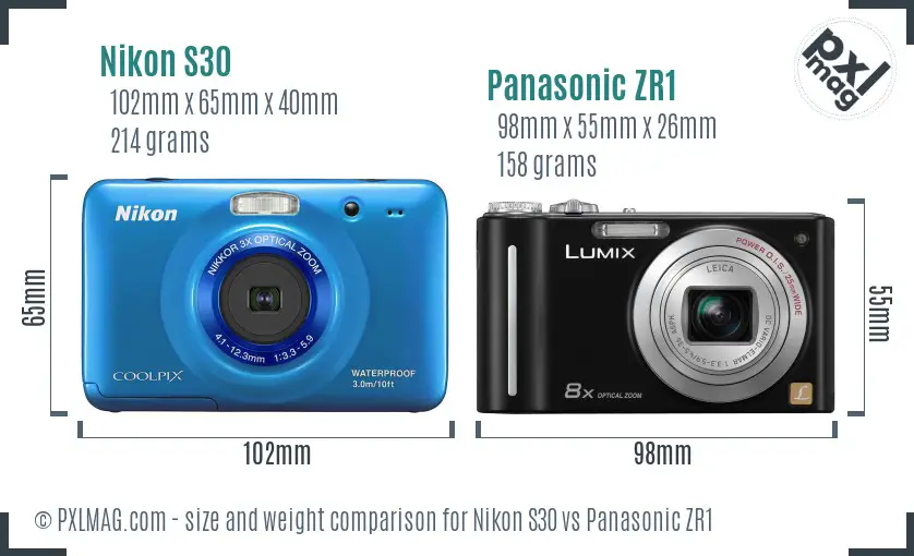 Nikon S30 vs Panasonic ZR1 size comparison Nikon S30 vs Panasonic ZR1 size comparison