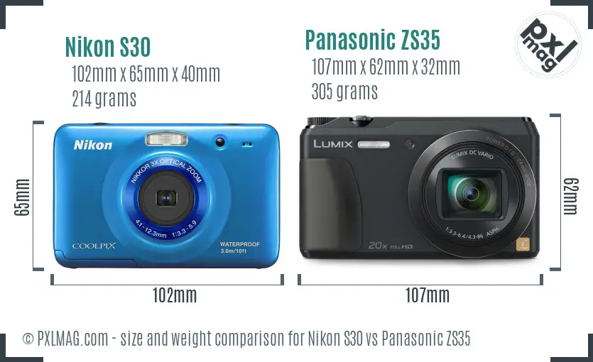 Nikon S30 vs Panasonic ZS35 size comparison Nikon S30 vs Panasonic ZS35 size comparison