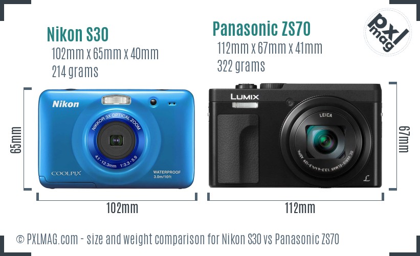 Nikon S30 vs Panasonic ZS70 size comparison Nikon S30 vs Panasonic ZS70 size comparison