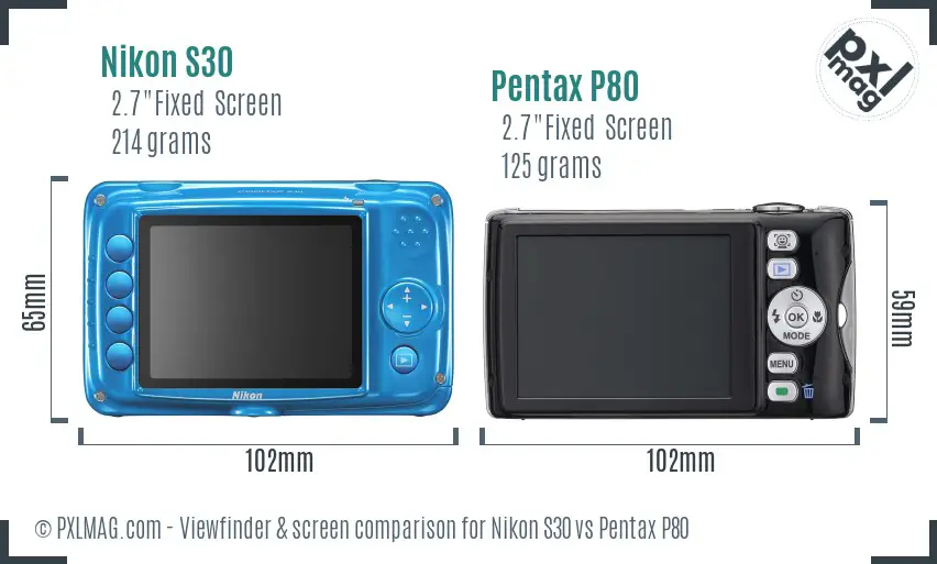 Nikon S30 vs Pentax P80 Screen and Viewfinder comparison Nikon S30 vs Pentax P80 Screen and Viewfinder comparison