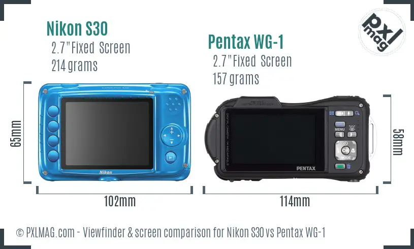 Nikon S30 vs Pentax WG-1 Screen and Viewfinder comparison