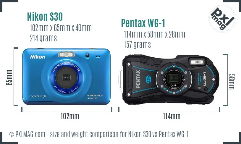 Nikon S30 vs Pentax WG-1 size comparison