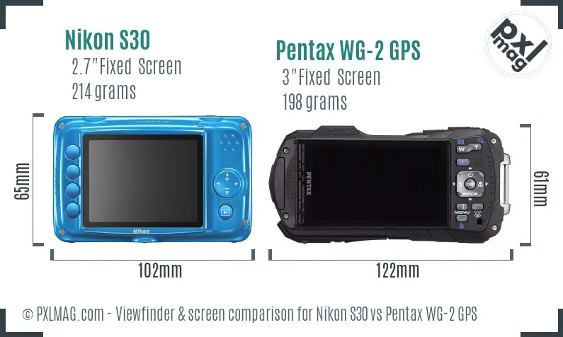 Nikon S30 vs Pentax WG-2 GPS Screen and Viewfinder comparison