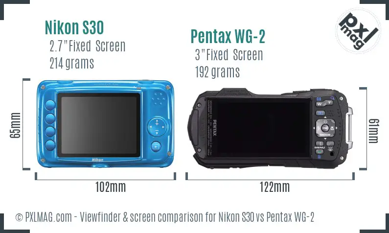 Nikon S30 vs Pentax WG-2 Screen and Viewfinder comparison Nikon S30 vs Pentax WG-2 Screen and Viewfinder comparison