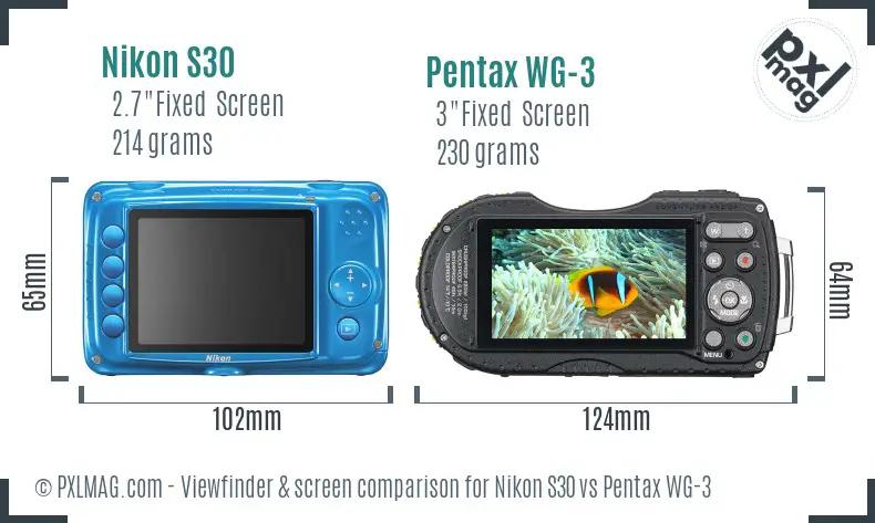 Nikon S30 vs Pentax WG-3 Screen and Viewfinder comparison Nikon S30 vs Pentax WG-3 Screen and Viewfinder comparison