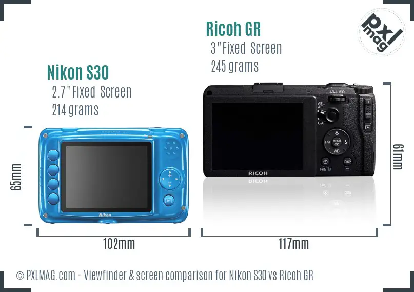 Nikon S30 vs Ricoh GR Screen and Viewfinder comparison Nikon S30 vs Ricoh GR Screen and Viewfinder comparison