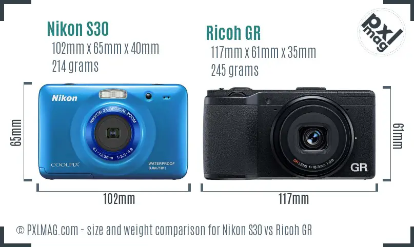 Nikon S30 vs Ricoh GR size comparison Nikon S30 vs Ricoh GR size comparison