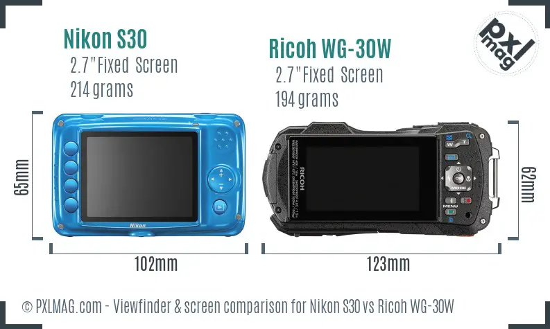 Nikon S30 vs Ricoh WG-30W Screen and Viewfinder comparison Nikon S30 vs Ricoh WG-30W Screen and Viewfinder comparison