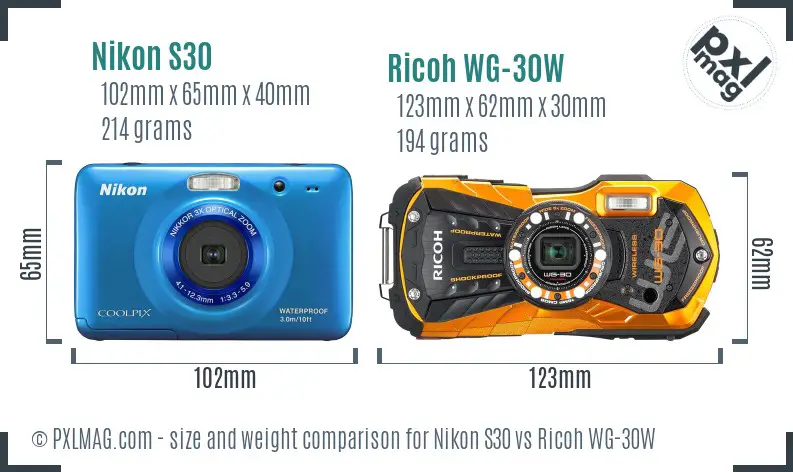 Nikon S30 vs Ricoh WG-30W size comparison Nikon S30 vs Ricoh WG-30W size comparison