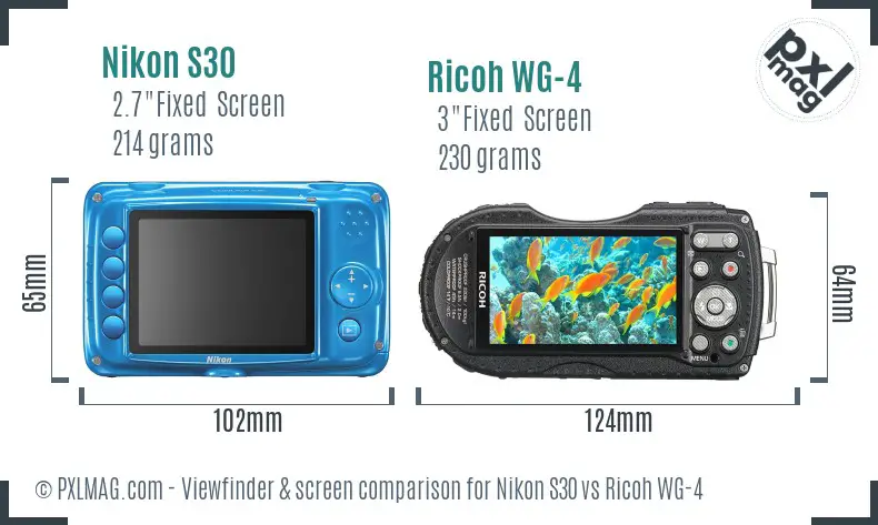 Nikon S30 vs Ricoh WG-4 Screen and Viewfinder comparison Nikon S30 vs Ricoh WG-4 Screen and Viewfinder comparison