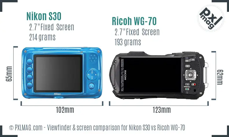 Nikon S30 vs Ricoh WG-70 Screen and Viewfinder comparison